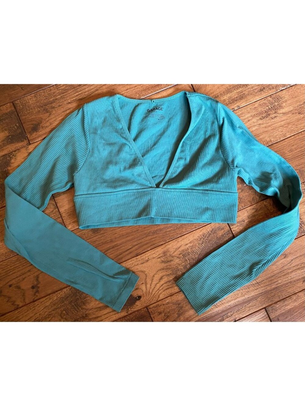 GARAGE Women’s Long Sleeve Green/Sage Ribbed Top Size S